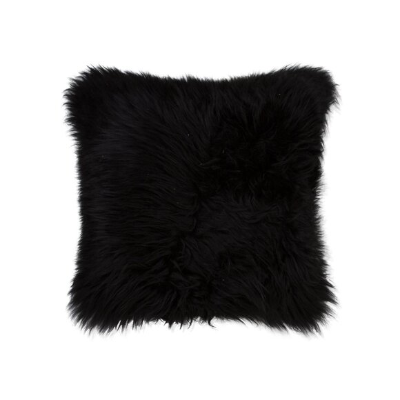 Natural Home Decor New Zealand Sheepskin Pillow | 1-Piece | Black | 18"x18" - Picture 1 of 5